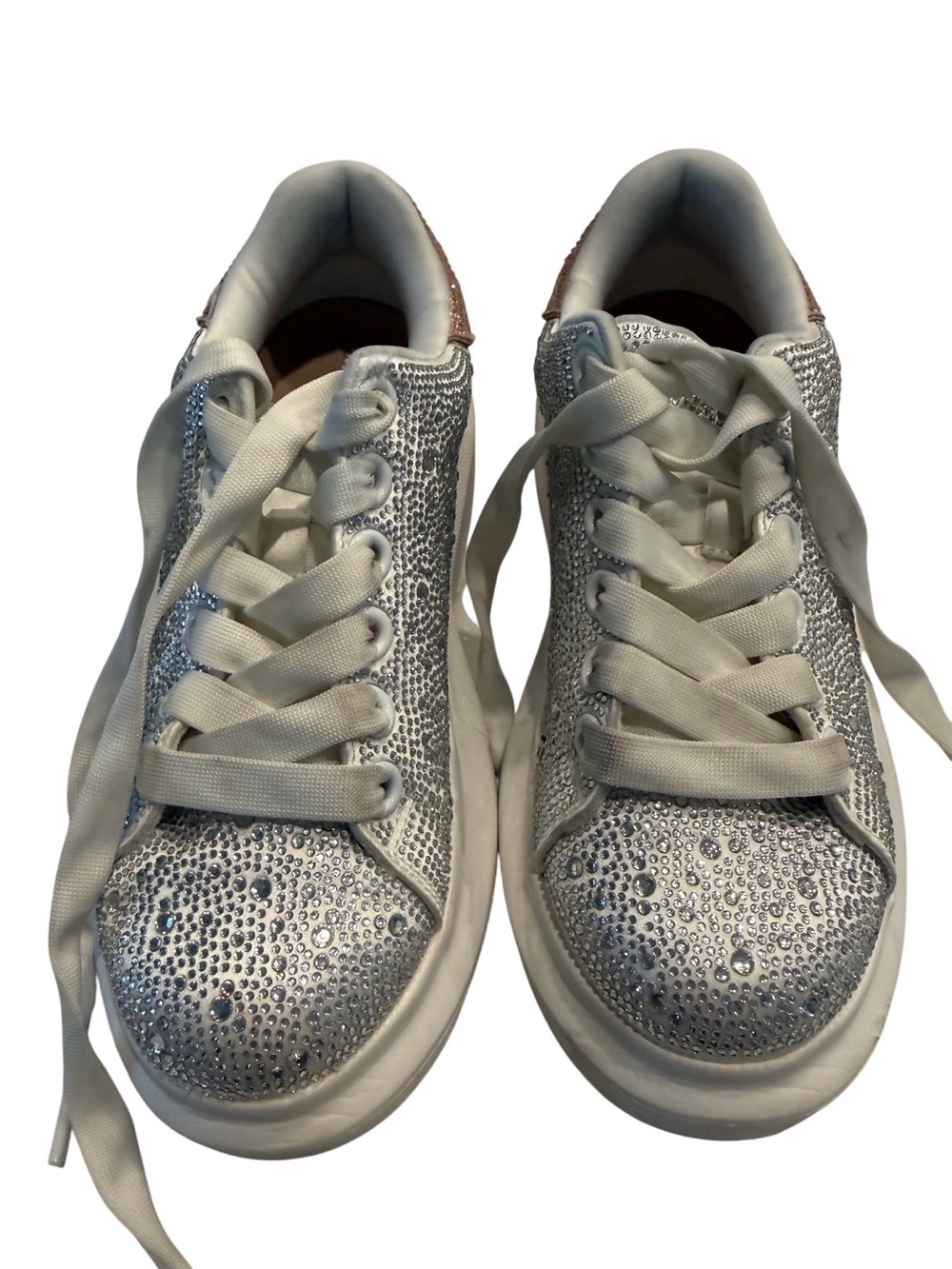 INC International Concepts Silver Crystal-Embellished Lace-Up Sneakers